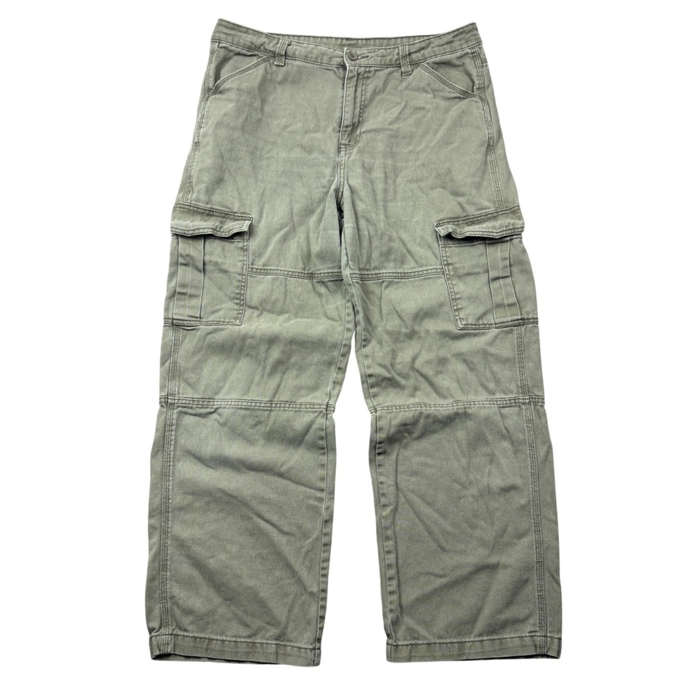 HM Divided Olive Green Cargo Pants Women Size 10 Utility Straight Leg Streetwear